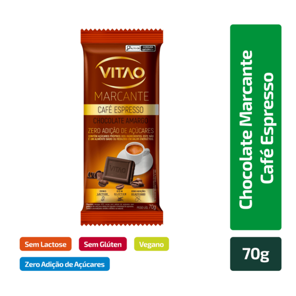 Chocolate Vitao Marcante Café Espresso Amargo Zero Açúcar 70g - Image 3