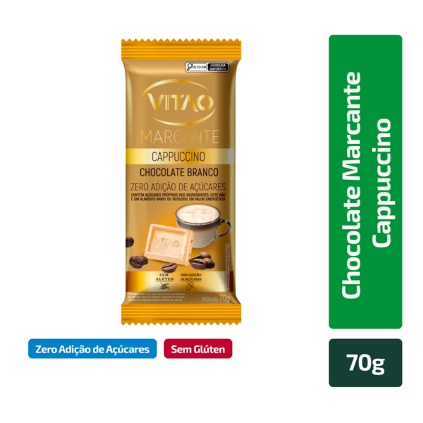 Chocolate Vitao Marcante Cappuccino Branco Zero Açúcar 70g - Image 2