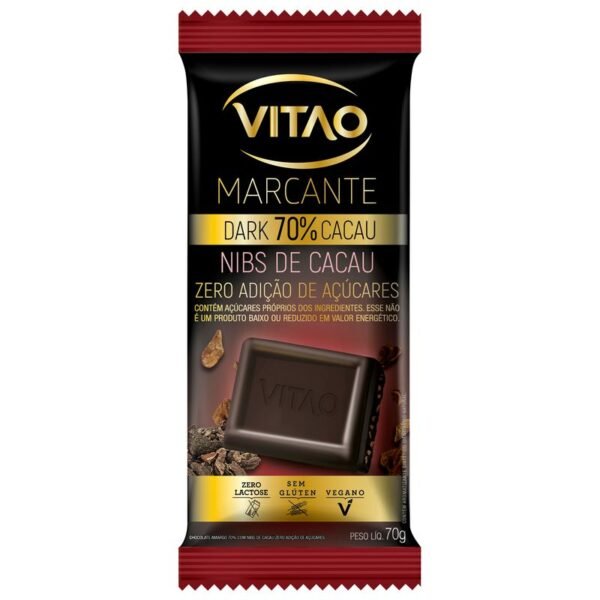 Chocolate Vitao Marcante Dark 70% com Nibs de Cacau Zero Açúcar 70g
