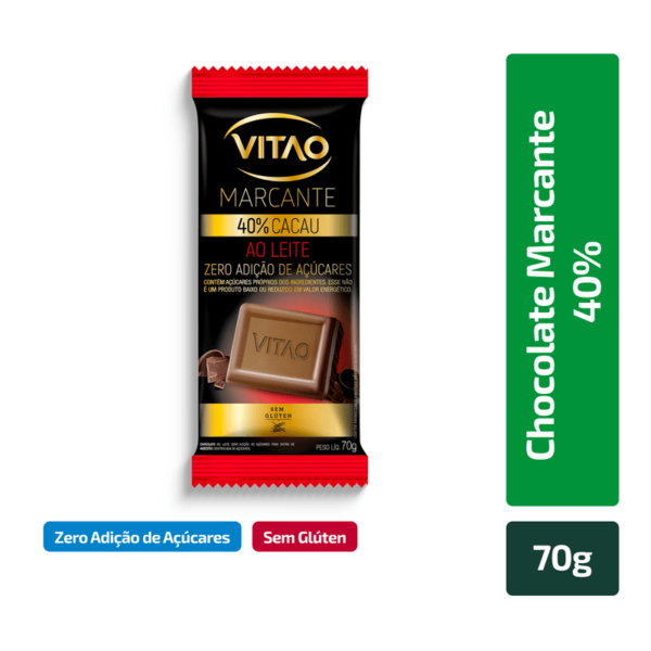 Chocolate Vitao Marcante ao Leite Zero Açúcar 70g - Image 2