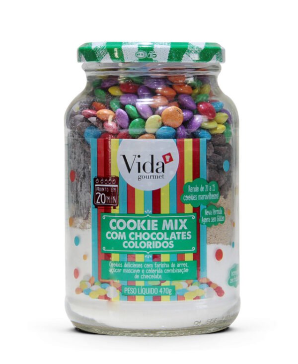 Cookie Mix Chocolate Confeitos SEM GLUTEN - Vida Gourmet 470g